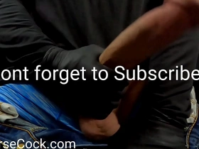 Gay male stripper strokes big white cock for cumshot pov