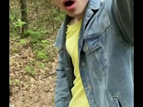 Hot boy jerking big dick outdoors / huge load / massive cock / sexy / handsome / teen / joi /