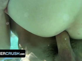 - horny studs dip their sultry bodies in the pool to cool off on hot summer day