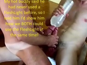 Double penetrating my fleshlight with my hot play buddy