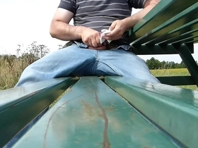 Cumming in a tissue in the park