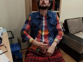 Wanking on an office chair