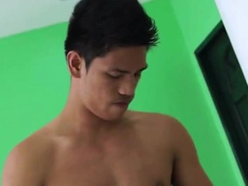 Young and straight Asian boy gets it hard in piss fetish gay movie