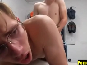 Nerdy shoplifter takes two hard cocks bareback- perpdick.com